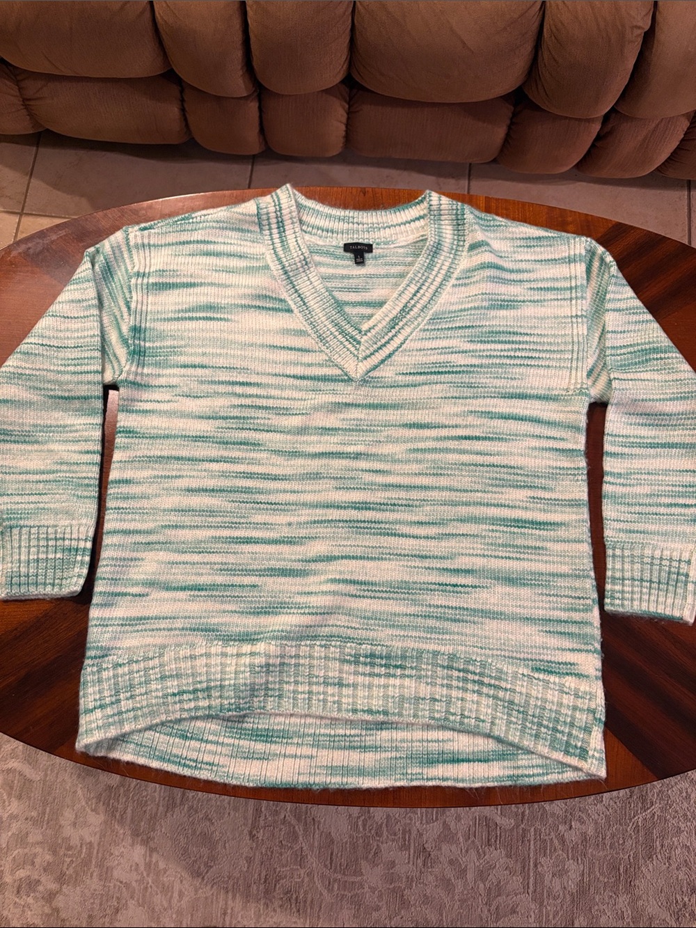 Talbots Women’s Cozy V-Neck Sweater in Winter Space Dye